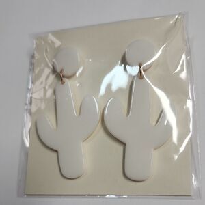 White Cactus Earrings